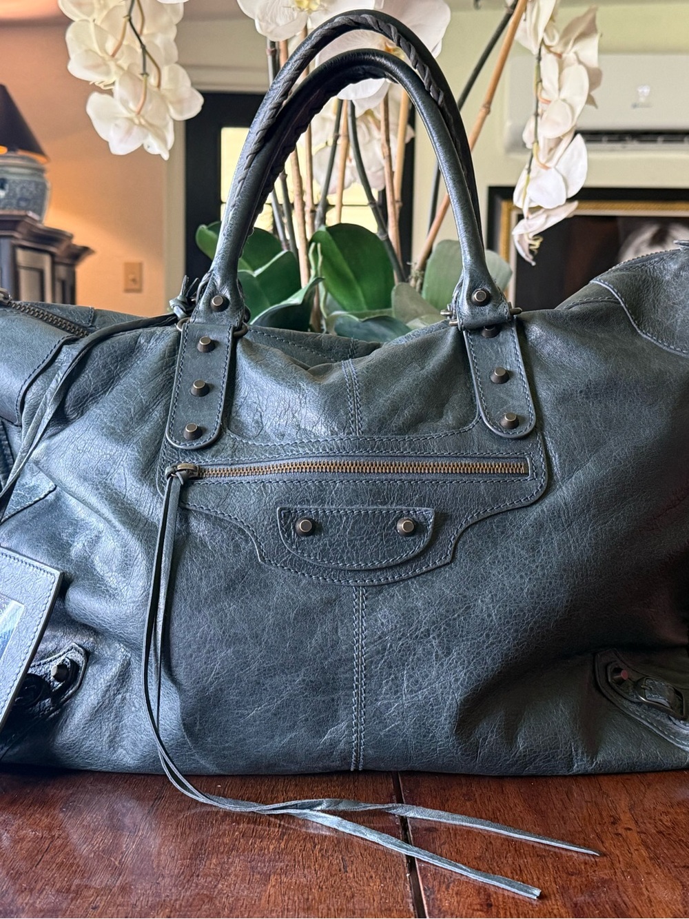 Balenciaga Black Leather Travel Weekender